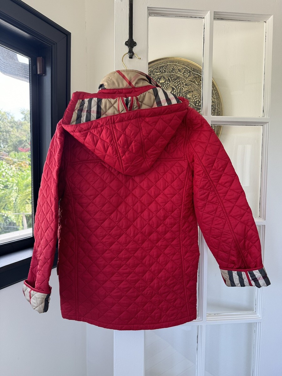 Burberry Kids Quilted Hooded Jacket Red 14 y | eBay