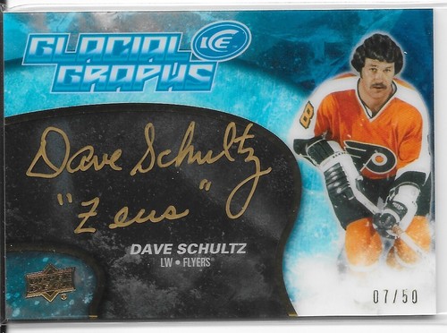 2018/19 UD Ice Glacial Graphs Gold Inscription Auto Dave Schultz /50 GG-DS Flyer