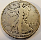 1919 D Walking Liberty Silver Half Dollar, FINE,  (19DAC1) FREE SHIPPING