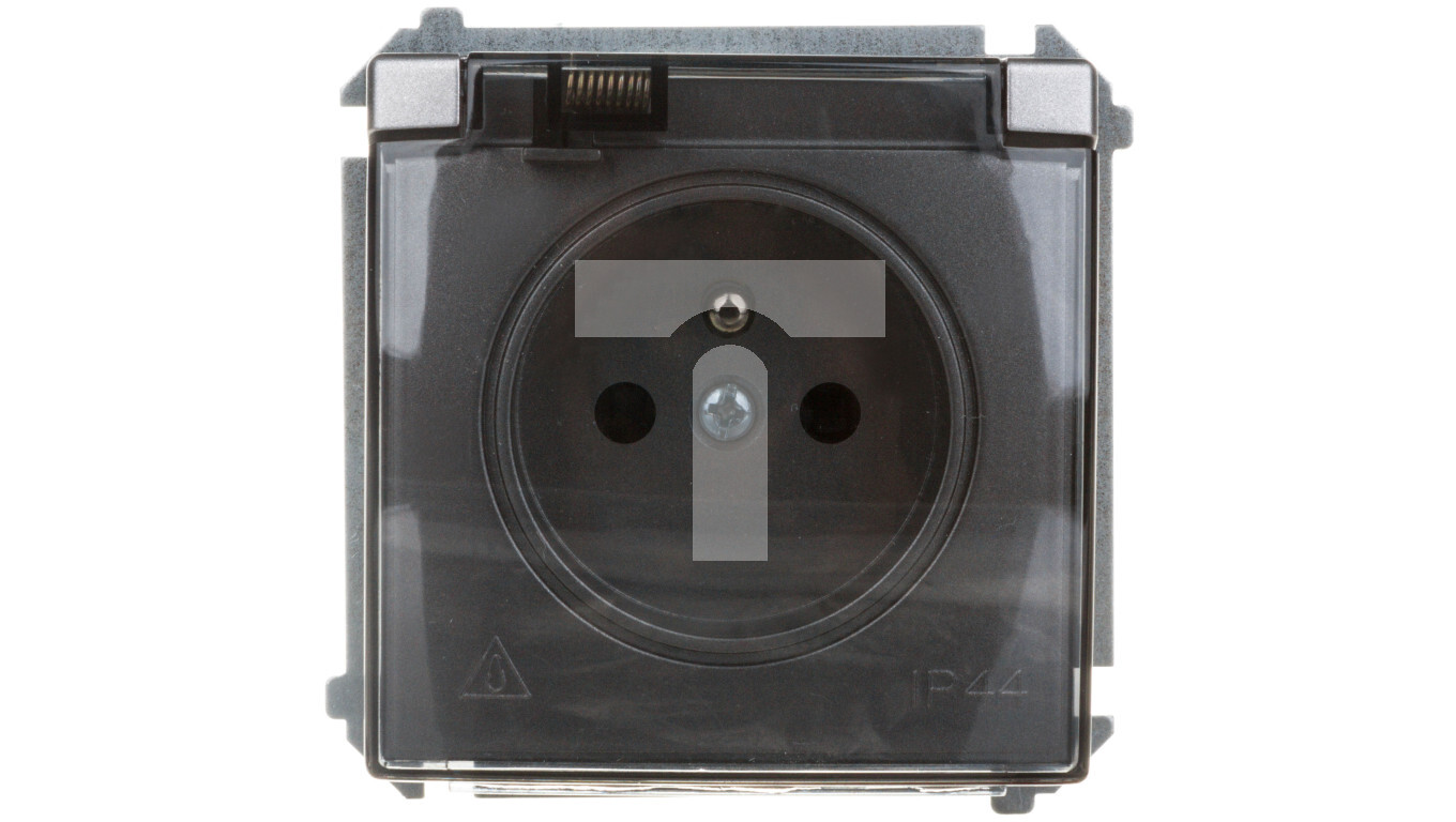 Simon Basic Splash-proof socket w / u IP44 with a track shutter and a fla /T2UK