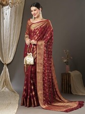 Women's Viscose Ethnic Motif Printed Saree With Unstitched Blouse Piece