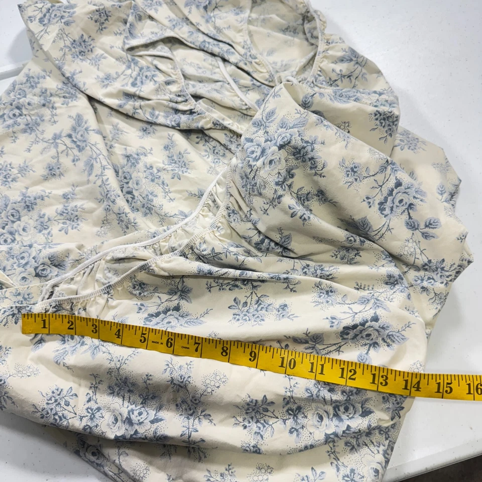 винтажный dan river резинке лист полный синий туалет цветочный негабаритные цветы yk2 90-х 80-х - Изображение 4 из 4