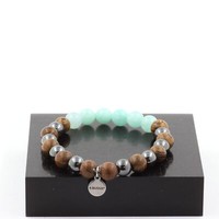 Armband Perlen Amazonit + HäMatit + Holz 8 Mm. Hergestellt In Frankreich.
