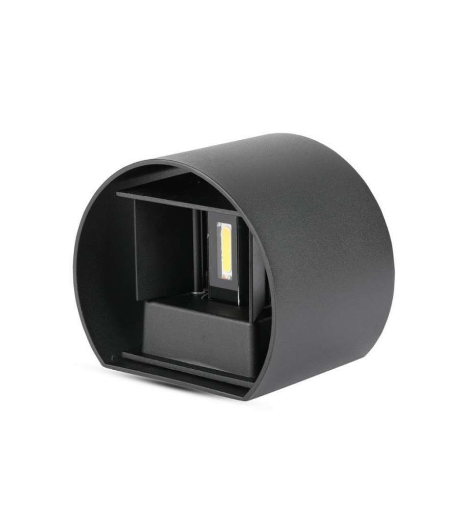 Lampada LED da Muro Arrotondata Doppio LED COB 5W 140LM/W Colore Nero Satinato F