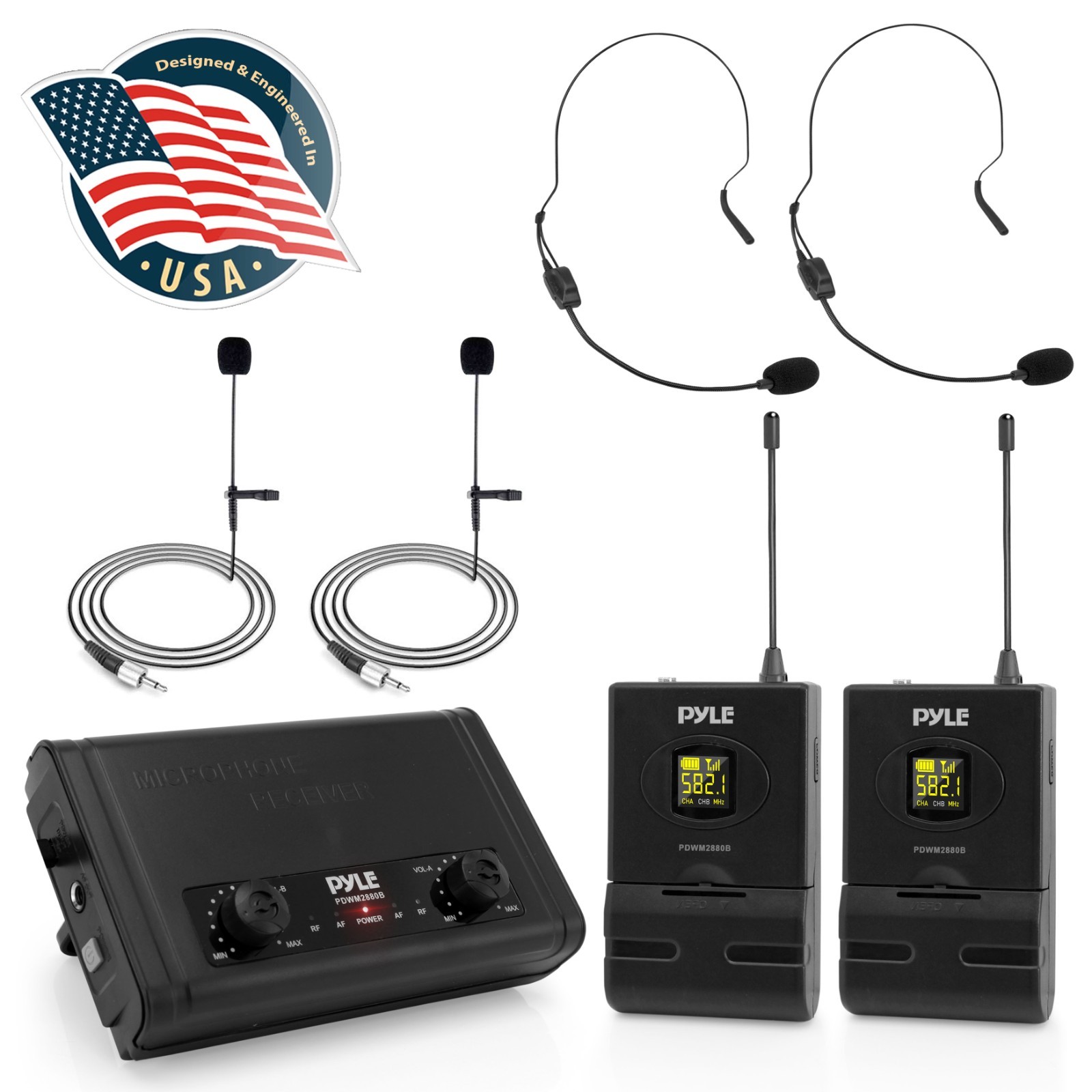 Compact UHF Wireless Microphone System - USB Powered Desktop