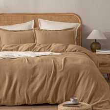 100 Natural Cotton Muslin Duvet Cover Set King Size, Ultra Soft Breathable