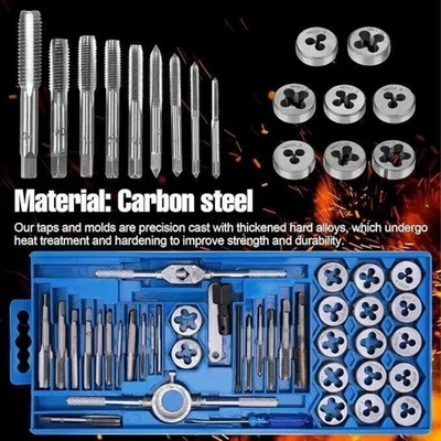 AUSMARTS_STORE 40 Pcs Tap and Die Set in SAE and Metric Sizes Standard With Coarse Fine Thread