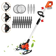 Cordless Grass Trimmer With Wheels 2Pcs 3.0Ah Batteries Rechargeable Handhold La