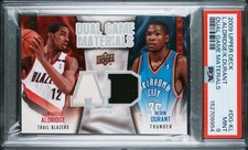 2009 KEVIN DURANT PSA 9 L. ALDRIDGE UPPER DECK DUAL GAME WORN MATERIALS  