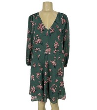 Madewell Size 14 Women Marguerite Floral Long Sleeve Mini Dress V-Neck DV11