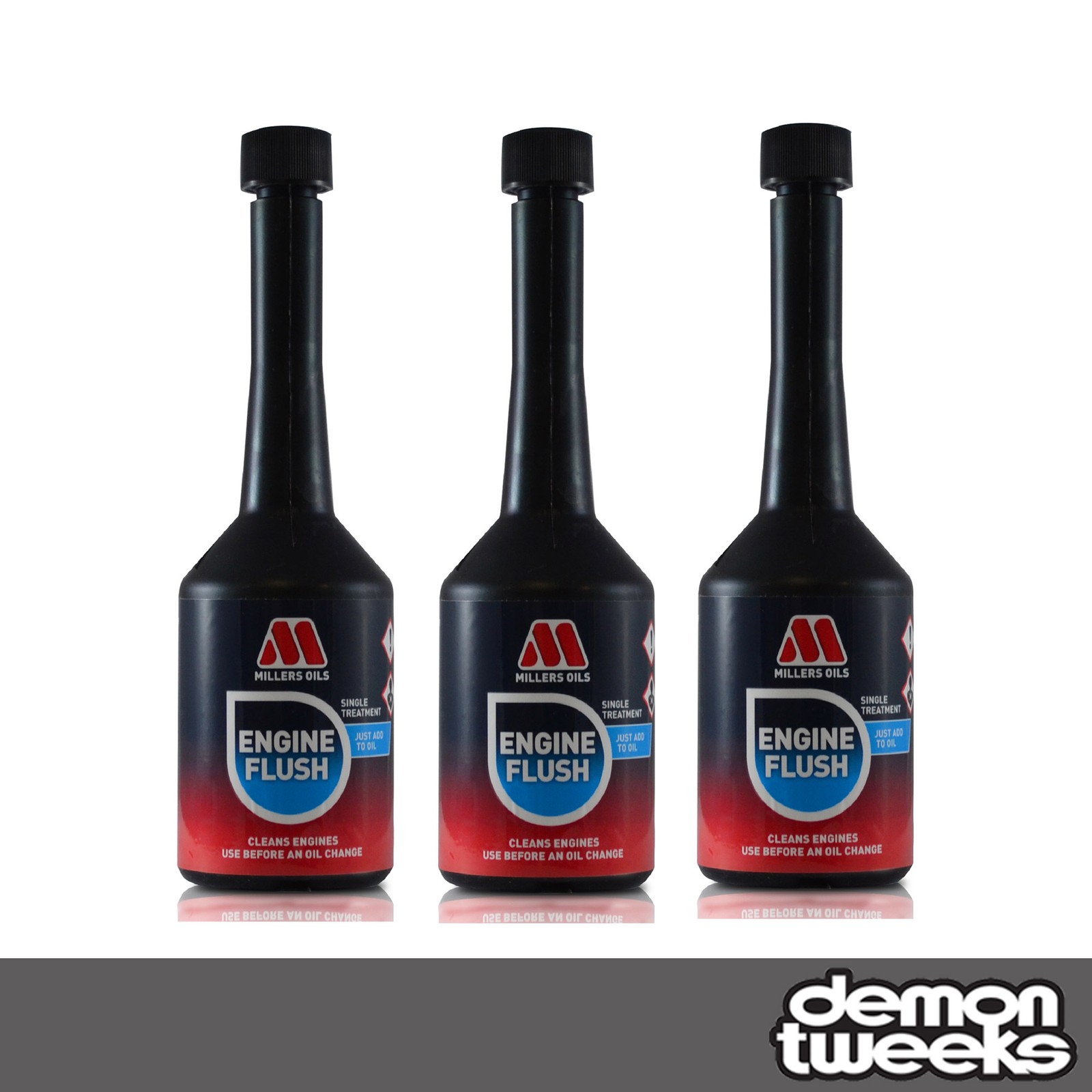 3 x Millers Oils Engine Flush Additive - 250ml Bottle (For Petrol & Diesel)