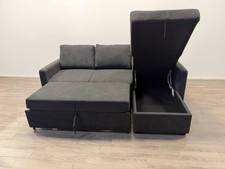 Reagan Charcoal Fabric Right Hand Corner Sofa Bed with Storage USED