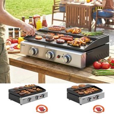 2/3 Burner Grill Griddle, Portable Gas Plancha with Warming Rack