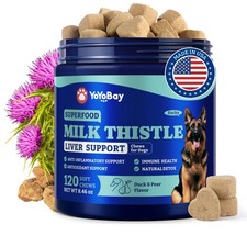 Milk Thistle Liver Support Chews for Dogs, Immune Health 120 Count, Blue