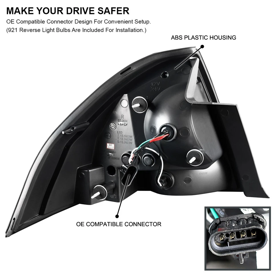 Smoke Fits 2006-2013 Chevy Impala LED Halo Tube Tail Lights Brake Lamps L+R Foto 4 de 4