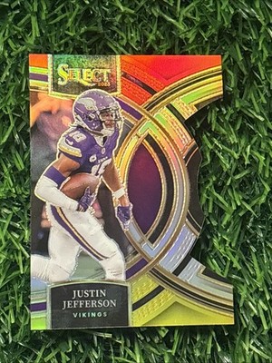 175 2023 Panini Select Justin Jefferson Red and Yellow Prizms Die
