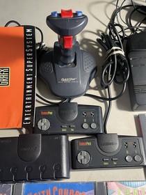 TURBO GRAFX 16 CONSOLE SYSTEM 7 VIDEO GAMES BUNDLE LOT FANTASY ZONE PACLAND CIB