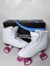 Chicago Ladies Rink Roller Skates Size 7 White Pink Wheels CRS301