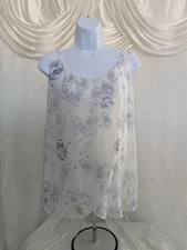 ANGELA Women's Size Small 100% Silk Feminine Tulip Hem Lined Split Back Tank