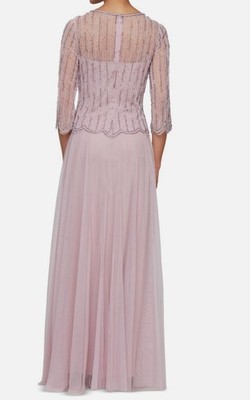 Alex Evenings Petite Beaded 3/4-Sleeve Chiffon Gown - Wisteria - Size 12P