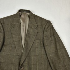 Oscar De La Renta Blazer Mens 42R Wool Plaid Brown Measures 40