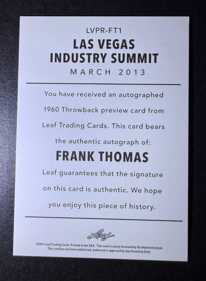 Leaf Summit Las Vegas Industry Frank Thomas 2013 automático inscripción "Big Hurt" Foto 2 de 2