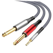 1/8" to 1/4" Stereo Y-Splitter Cable-3.3ft, 3.5mm TRS to Dual 1/4" 3.3 ft