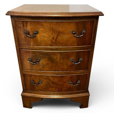 Vintage Serpentine Chest of Drawers 3 Drawer Cabinet Walnut Style Mid Century St