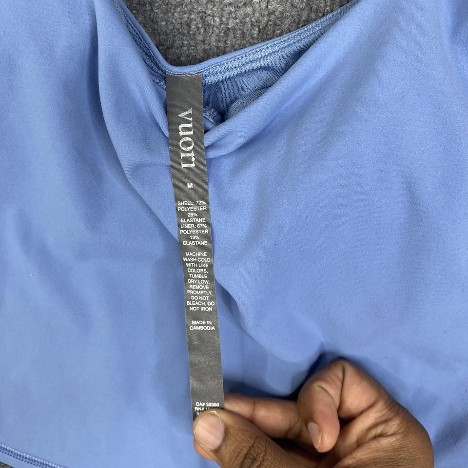 Vuori Tank Top Womens Medium Blue Cropped Built In Bra Activewear VW1027 - Image 4 of 4