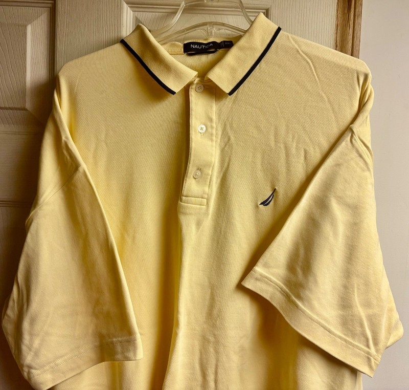 Men's XXL NAUTICA Sport Classic Collection Casual Dress Golf Polo Shirt Yellow