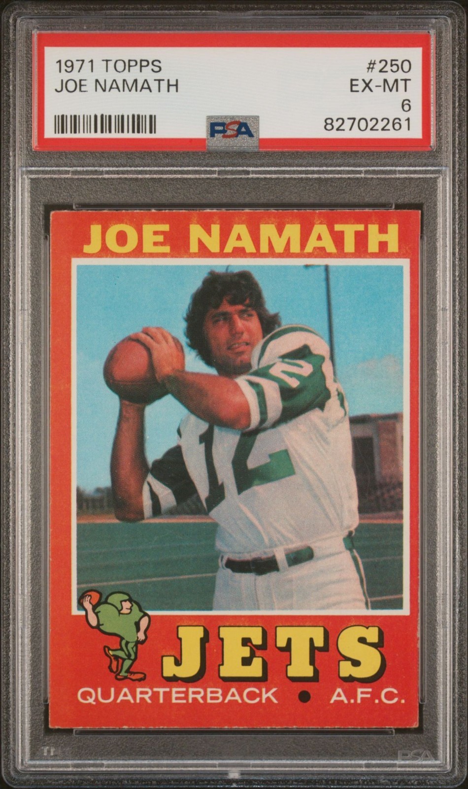 1971 Topps #250 Joe Namath PSA EX-MT 6 Card New York Jets NFL
