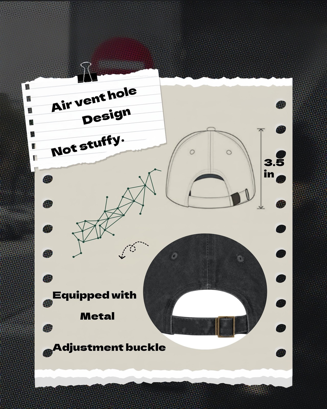 Vintage Cotton Washed Distressed Baseball Cap - Enchanting Tree & Red Sky