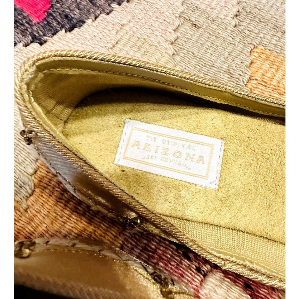 Zapatilla bohemia adornada vintage años 90 ballet plana dorada talla 8,5 de inspiración étnica Foto 3 de 4