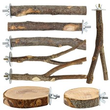 8PCS Natural Wood Bird Perches for Cage, Parrot Perch Stand  Platform, Bird ...