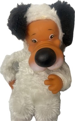 Kitsch El Greco Hund Plüschhund Gummigesicht Daumenlutscher Vintage 70er Jahre