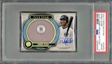 2021 Topps Five Star Derek Jeter Patch Auto Jumbo Prime Relic Button /5 PSA 8
