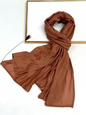 18 Light Orange Soft Solid Hijab Shawl Breathable Elegant Headwrap