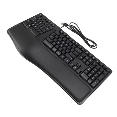 Ergonomic Split Keyboard With Palm Rest Quiet USB 2.0 Wired Keyboard For Lap Fit