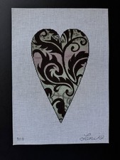 LANI Vine Heart on Green Handpainted hp Needlepoint Canvas