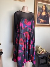 Torrid Black Sheer Floral Corset Lace Up Flare Dress Size 3 Dark Romantic Witchy