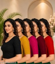 5 Stretchable Blouse For Women Crop Top Saree Choli Readymade Blouse Gift