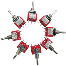 8pcs DPDT Toggle Switch 6 Terminal 3 Position ON/OFF/ON 5A 125V 2A 250V