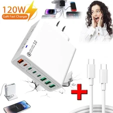 120W 4 USB+4PD 8 in 1 Waterproof Ports USB Fast Charger, Multi-Port Charger