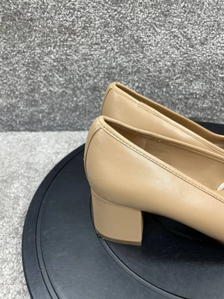 J.Crew Pisos Mujer Talla 8 EE. UU. Puntera Gorra Ballet Desnudo Negro Bloque Tacones Sin Cordones Foto 3 de 4