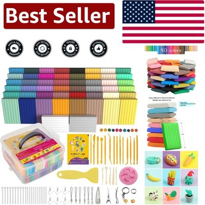 Non-Sticky 50 Color Polymer Modeling Clay Set with Sculpting Tools & Storage Box