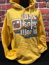 Walt Disney World Retro Rainbow Logo Yellow Hoodie Disney Parks SZ M MOS/READ