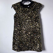 Cupcakes and Cashmere Girls 8 Black/Gold Sequin Sleeveless Shift Party Dress