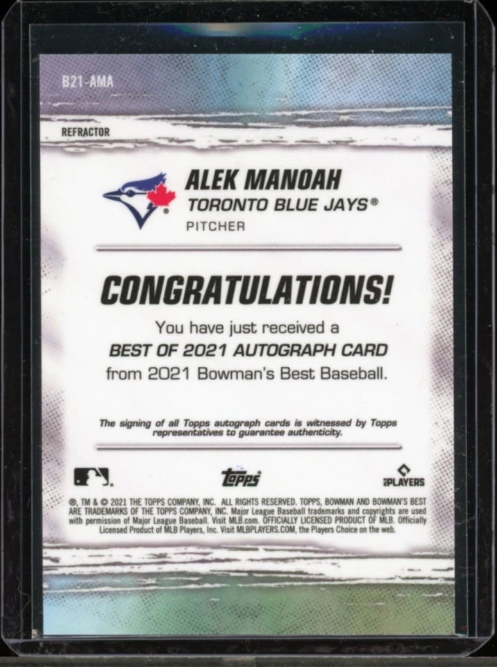 2021 Bowman's Best ALEX MANOAH rookie RC autograph AUTO refractor - Image 2 of 2