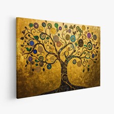 Gustav Klimt Tree of Life Canvas Wall Art Gold Abstract Framed Print Living Room
