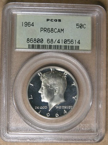 50C 1964 Kennedy Half Dollar PCGS PR68CAM - GEM CAMEO PROOF *  AvenueCoin